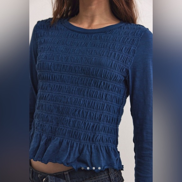 Free People We The Free Sylvie Long Sleeve NWT dark denim blue small medium - Picture 1 of 5